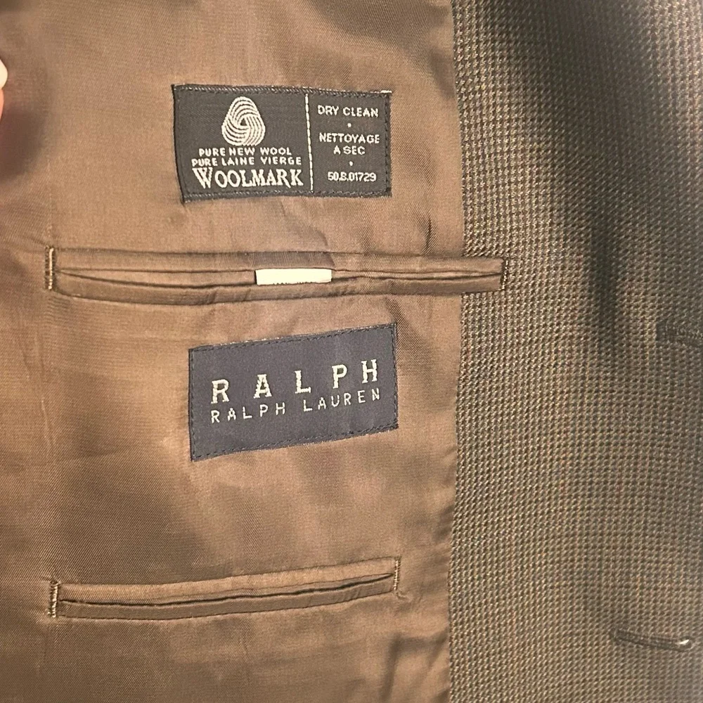 Ralph Lauren Houndstooth Blazer 44S Brown Checkered Black Label Wool 3-Button‎